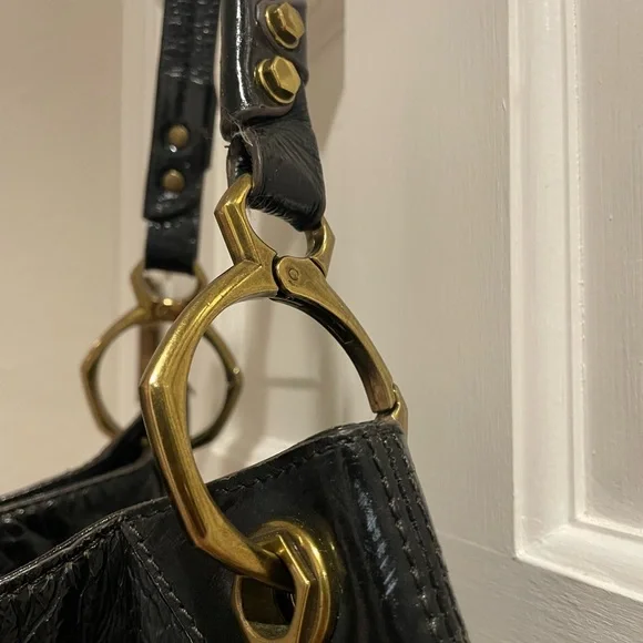 orYANY Lucy crocodile Black patent leather embossed hobo bag. - Picture 16 of 16